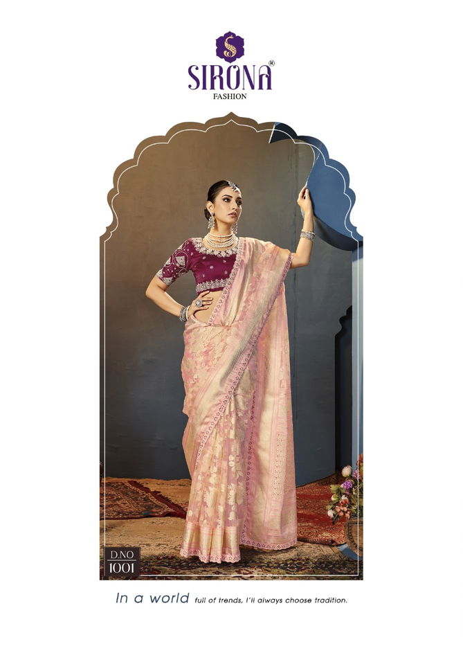 Zuric By Sirona Organza Designer Party Wear Sarees Wholesale Market In Surat